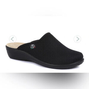 Fly Flot Italian Wide Fit Clogs Casual Comfort Black Mesh Size 40 EU US 9